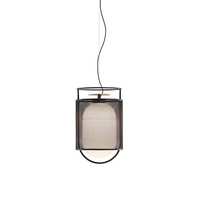 Meren Pendant Lamp Mesh Cylinder Brass Accent Industrial
