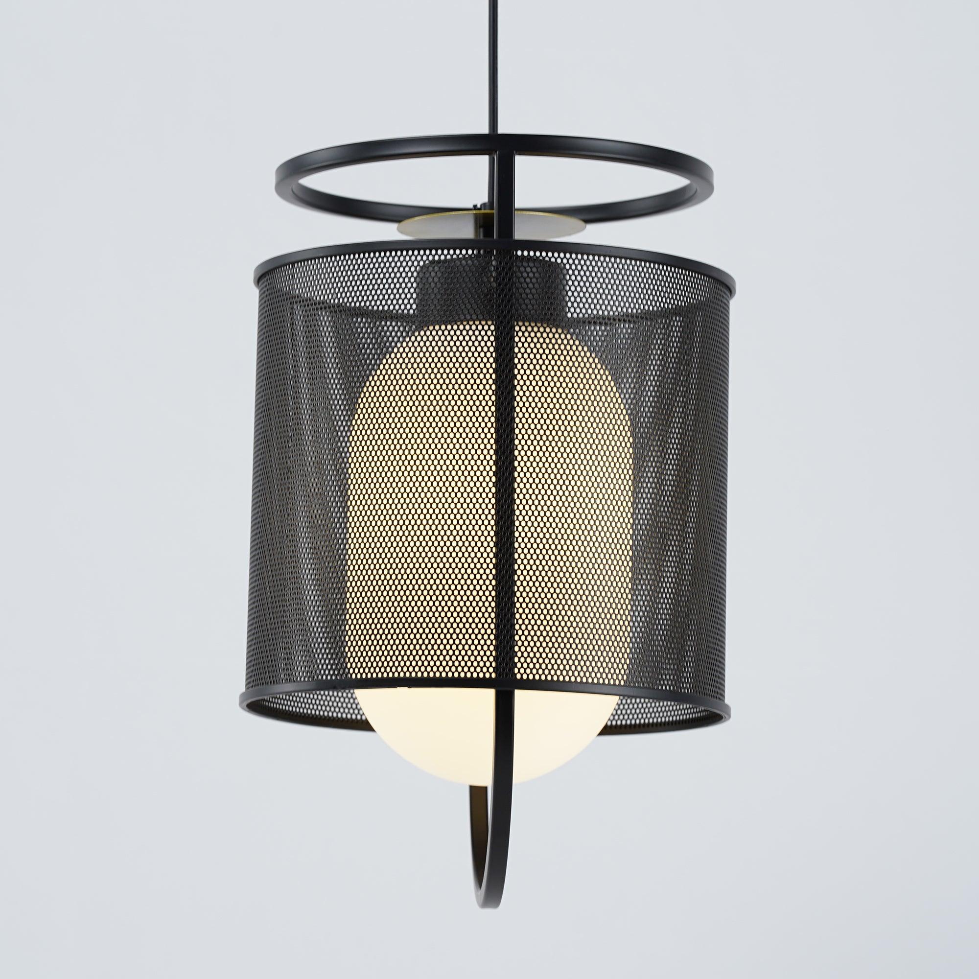 Meren Pendant Lamp Mesh Cylinder Brass Accent Industrial