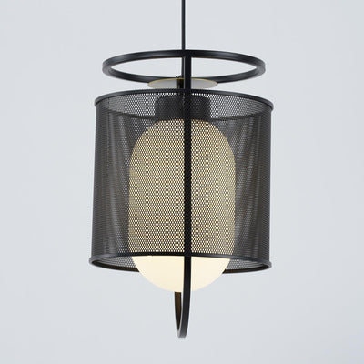 Meren Pendant Lamp Mesh Cylinder Brass Accent Industrial