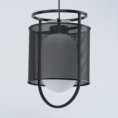 Meren Pendant Lamp Mesh Cylinder Brass Accent Industrial
