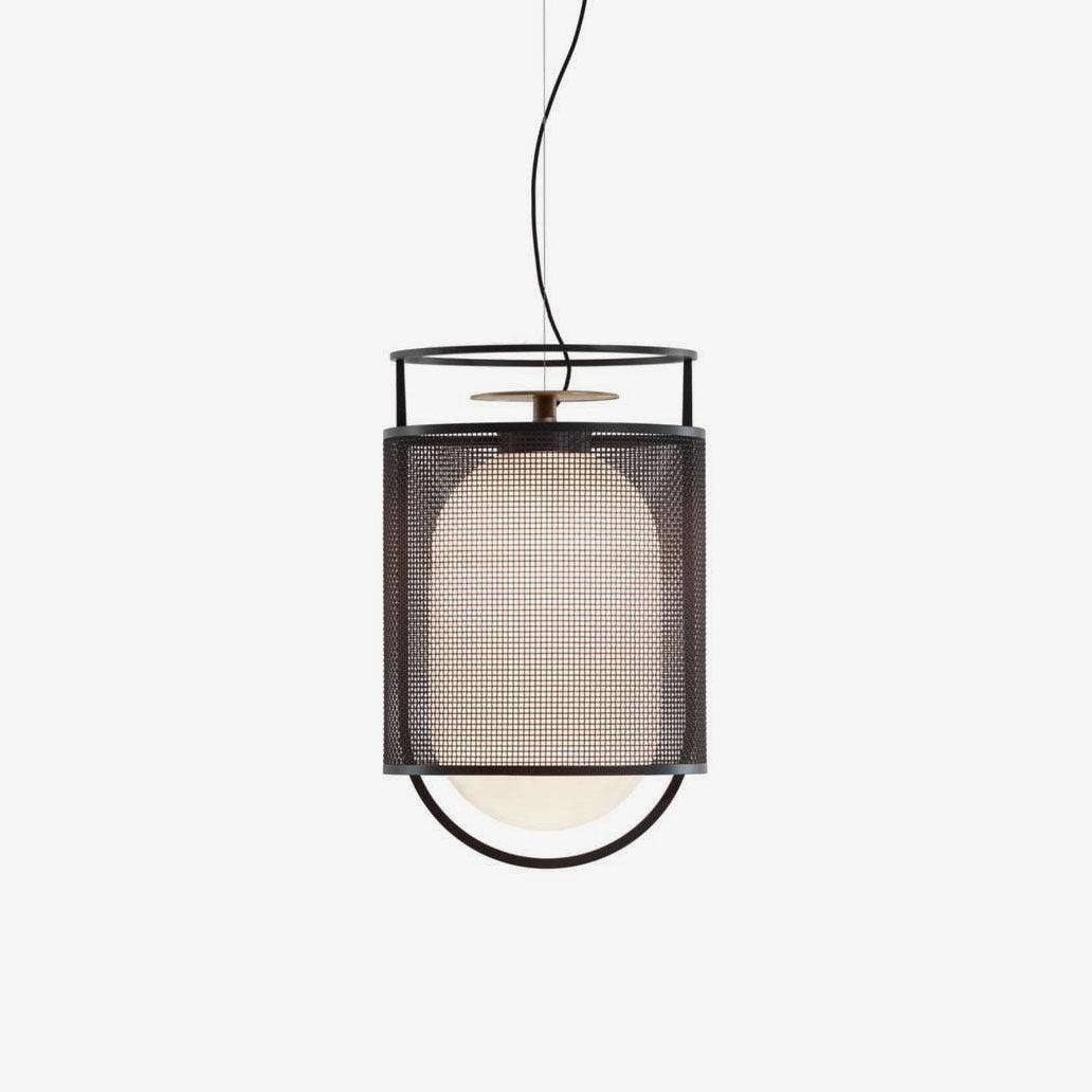 Meren Pendant Lamp Mesh Cylinder Brass Accent Industrial
