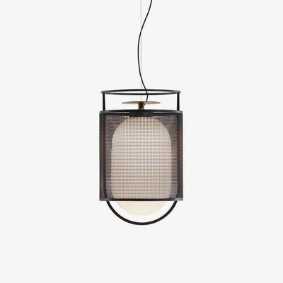 Meren Pendant Lamp Mesh Cylinder Brass Accent Industrial