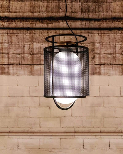 Meren Pendant Lamp Mesh Cylinder Brass Accent Industrial
