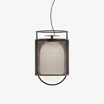 Meren Pendant Lamp Mesh Cylinder Brass Accent Industrial