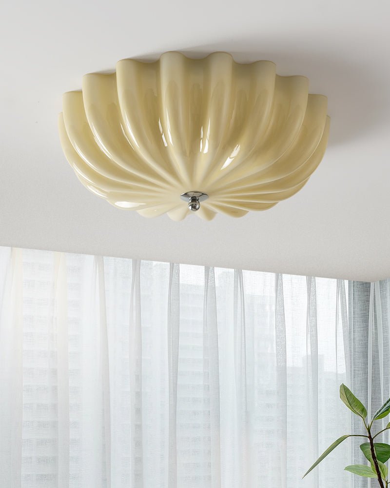 Zerinos Premium Nordic Art Shell Wood Glass Ceiling Light