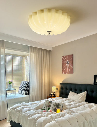 Zerinos Premium Nordic Art Shell Wood Glass Ceiling Light