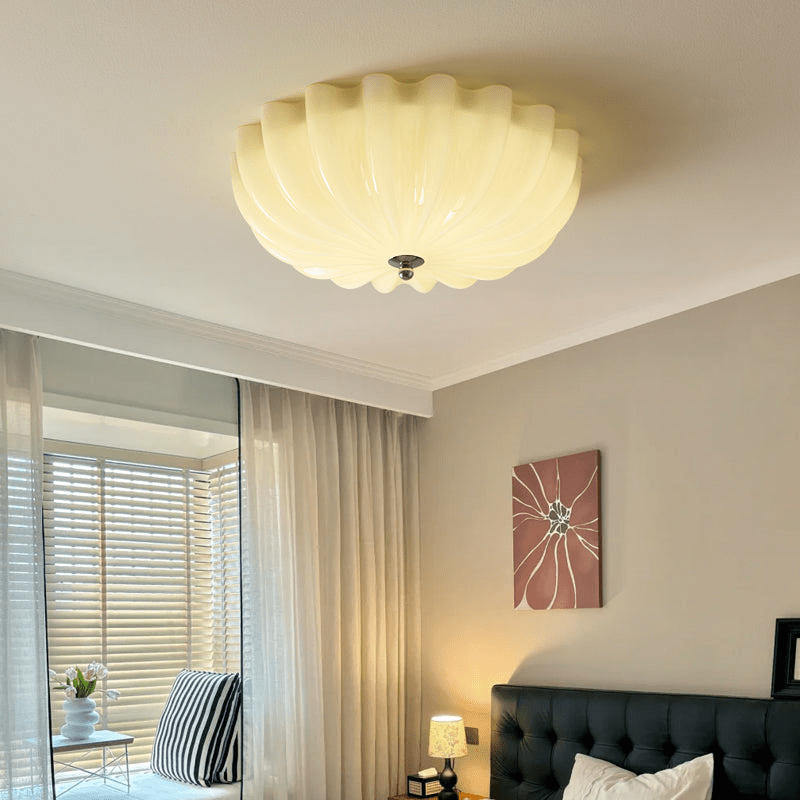 Zerinos Premium Nordic Art Shell Wood Glass Ceiling Light