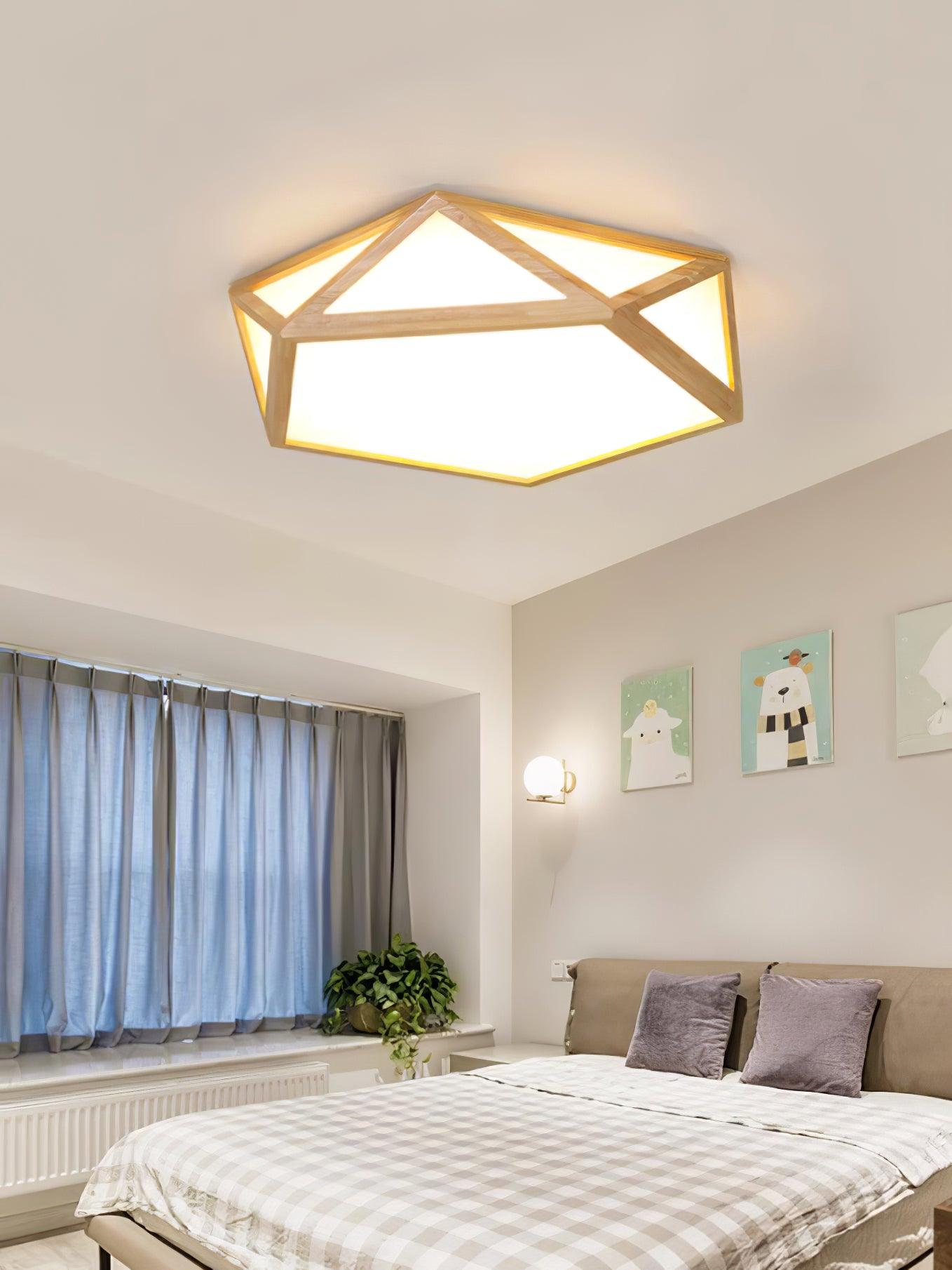 Syleneria Ceiling Lamp Wooden Diamond Geometric Modern