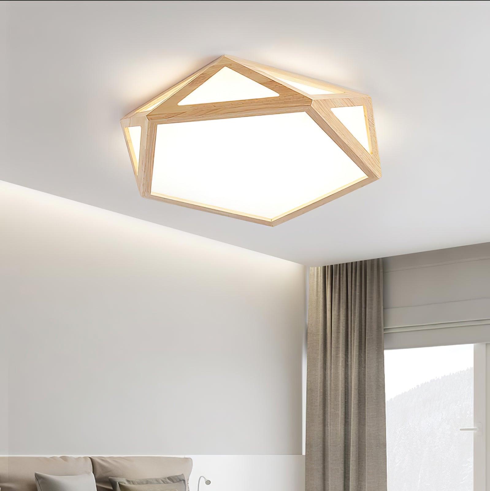 Syleneria Ceiling Lamp Wooden Diamond Geometric Modern