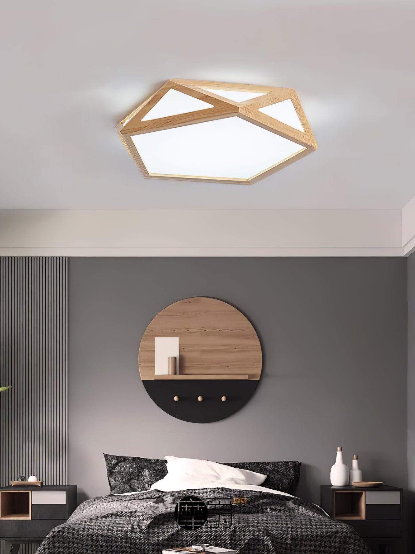 Syleneria Ceiling Lamp Wooden Diamond Geometric Modern