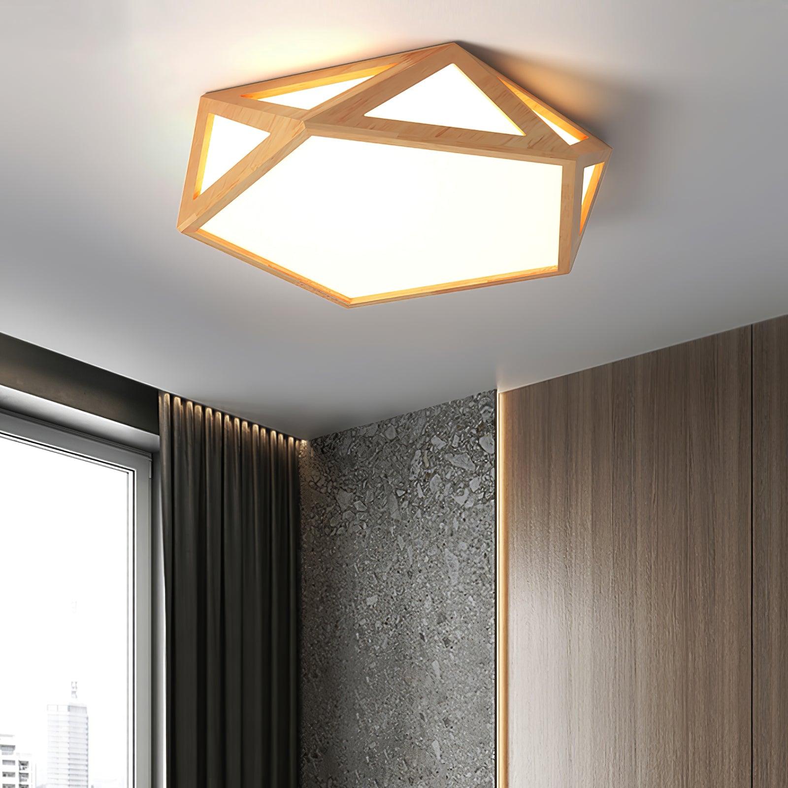 Syleneria Ceiling Lamp Wooden Diamond Geometric Modern