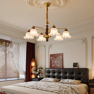 Lylaeen Elegance Vintage Glass Wood Chandelier