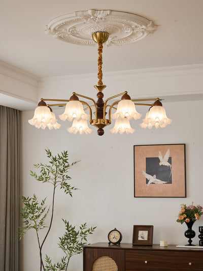 Lylaeen Elegance Vintage Glass Wood Chandelier
