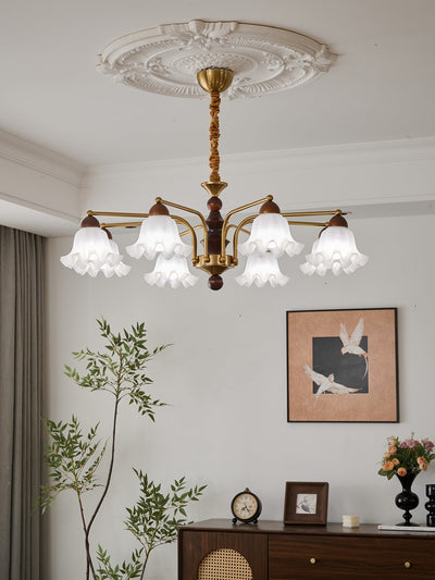 Lylaeen Elegance Vintage Glass Wood Chandelier