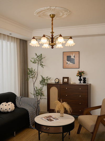 Lylaeen Elegance Vintage Glass Wood Chandelier