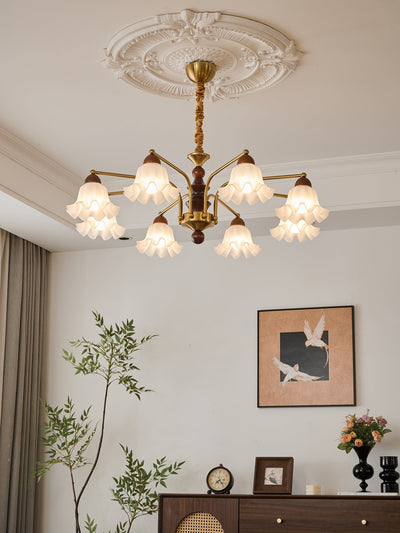 Lylaeen Elegance Vintage Glass Wood Chandelier