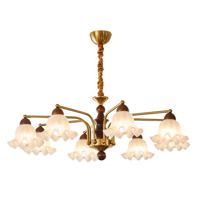 Lylaeen Elegance Vintage Glass Wood Chandelier