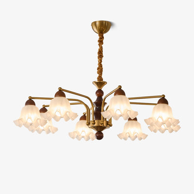 Lylaeen Elegance Vintage Glass Wood Chandelier