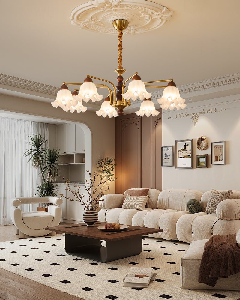 Lylaeen Elegance Vintage Glass Wood Chandelier