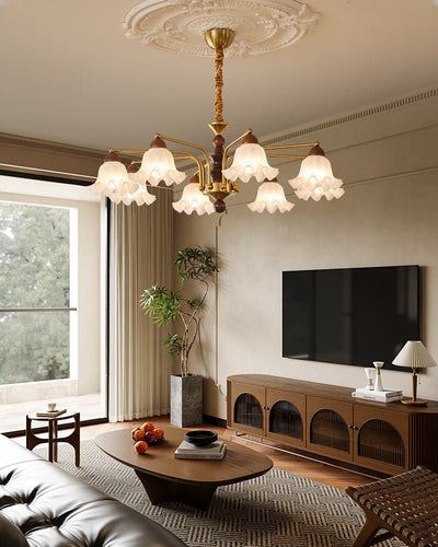 Lylaeen Elegance Vintage Glass Wood Chandelier