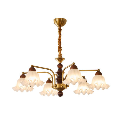 Lylaeen Elegance Vintage Glass Wood Chandelier