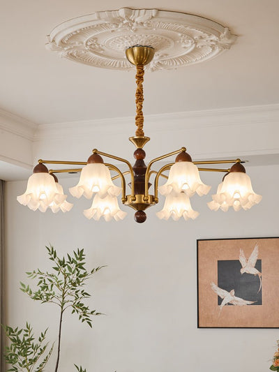 Lylaeen Elegance Vintage Glass Wood Chandelier