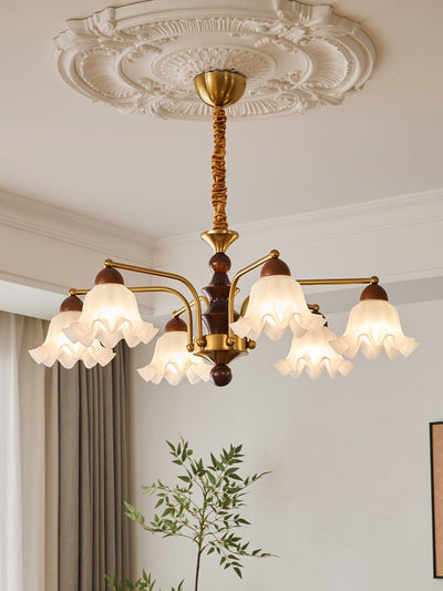 Lylaeen Elegance Vintage Glass Wood Chandelier