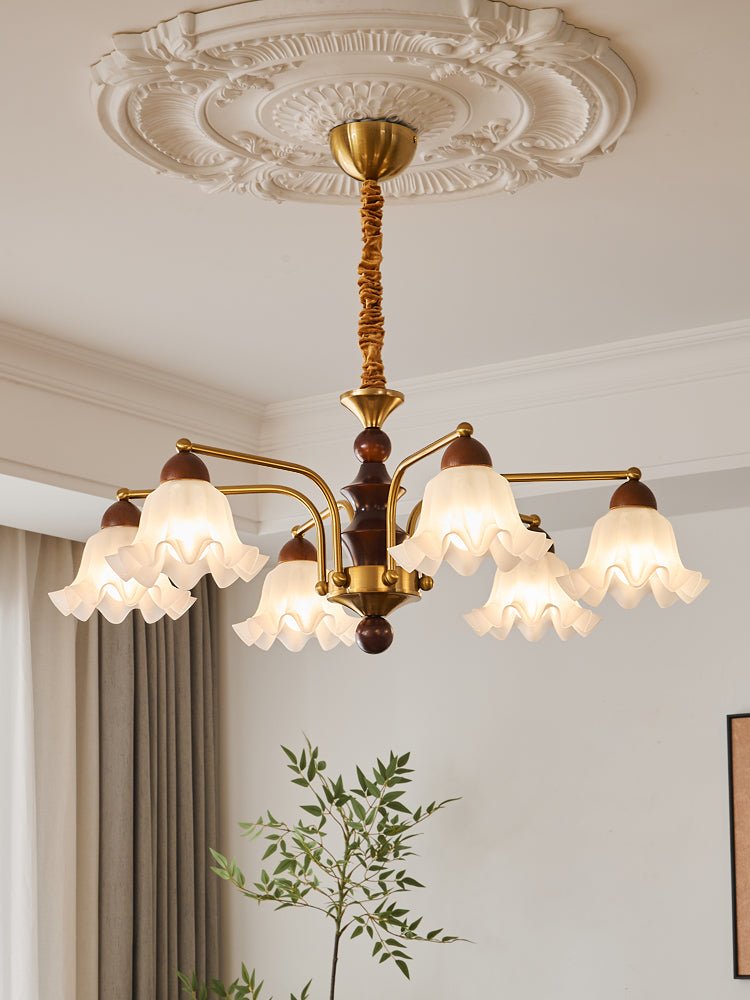 Lylaeen Elegance Vintage Glass Wood Chandelier