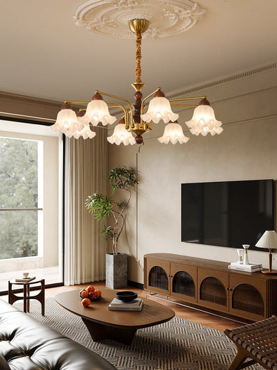 Lylaeen Elegance Vintage Glass Wood Chandelier