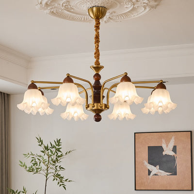 Lylaeen Elegance Vintage Glass Wood Chandelier