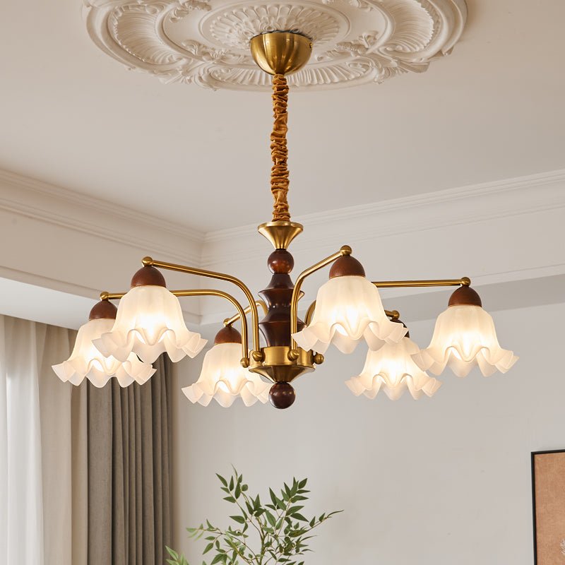 Lylaeen Elegance Vintage Glass Wood Chandelier