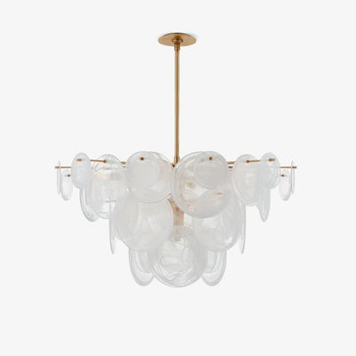 Ael Postmodern Luxury Discs Brass Glass Chandelier