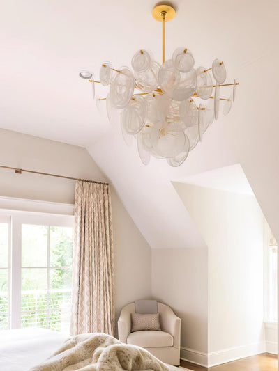 Ael Postmodern Luxury Discs Brass Glass Chandelier