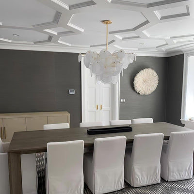 Ael Postmodern Luxury Discs Brass Glass Chandelier