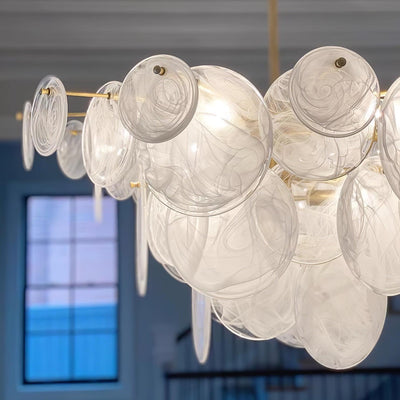 Ael Postmodern Luxury Discs Brass Glass Chandelier