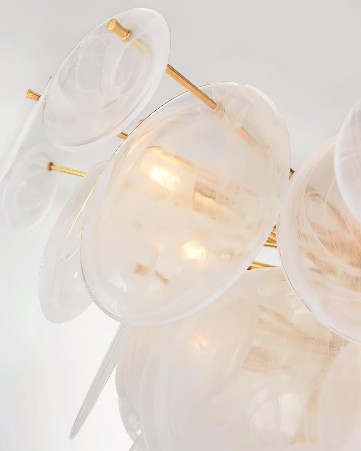 Ael Postmodern Luxury Discs Brass Glass Chandelier