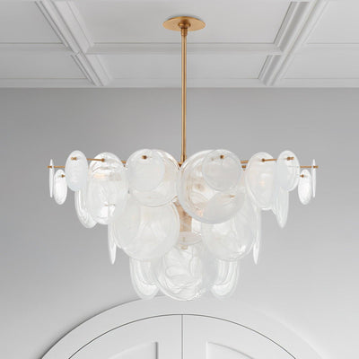 Ael Postmodern Luxury Discs Brass Glass Chandelier
