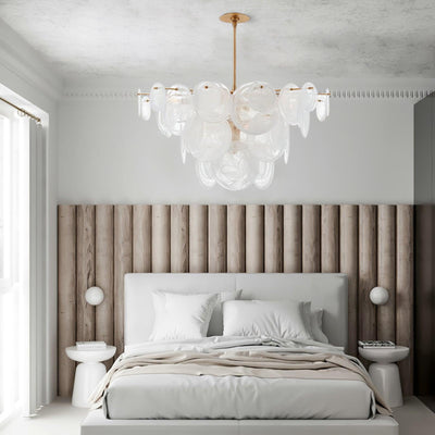 Ael Postmodern Luxury Discs Brass Glass Chandelier
