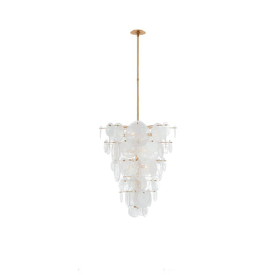 Ael Postmodern Luxury Discs Brass Glass Chandelier