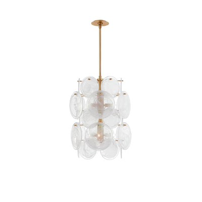 Ael Postmodern Luxury Discs Brass Glass Chandelier