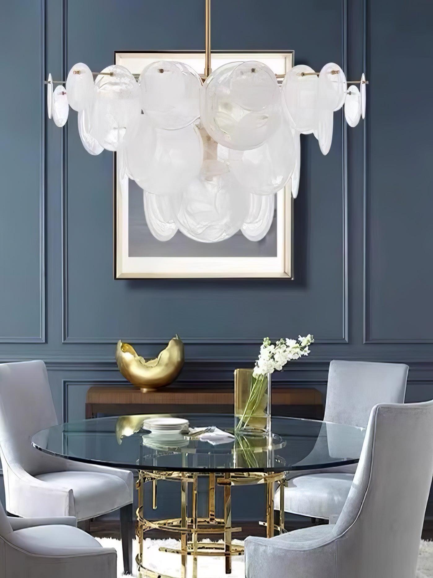 Ael Postmodern Luxury Discs Brass Glass Chandelier