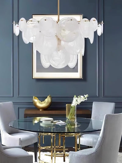 Ael Postmodern Luxury Discs Brass Glass Chandelier