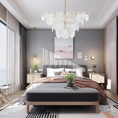 Ael Postmodern Luxury Discs Brass Glass Chandelier