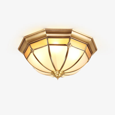 Vovynan Elegance Dome Brass Glass Flush Ceiling Lamp