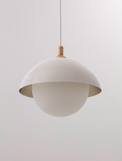 Pith Modern Minimalist Dome Perforated Wooden Pendant Lamp - Neutral Decor