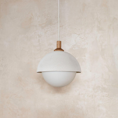 Pith Modern Minimalist Dome Perforated Wooden Pendant Lamp - Neutral Decor