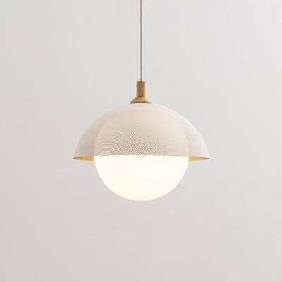 Pith Modern Minimalist Dome Perforated Wooden Pendant Lamp - Neutral Decor