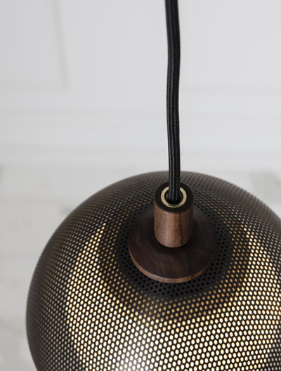 Pith Modern Minimalist Dome Perforated Wooden Pendant Lamp - Neutral Decor
