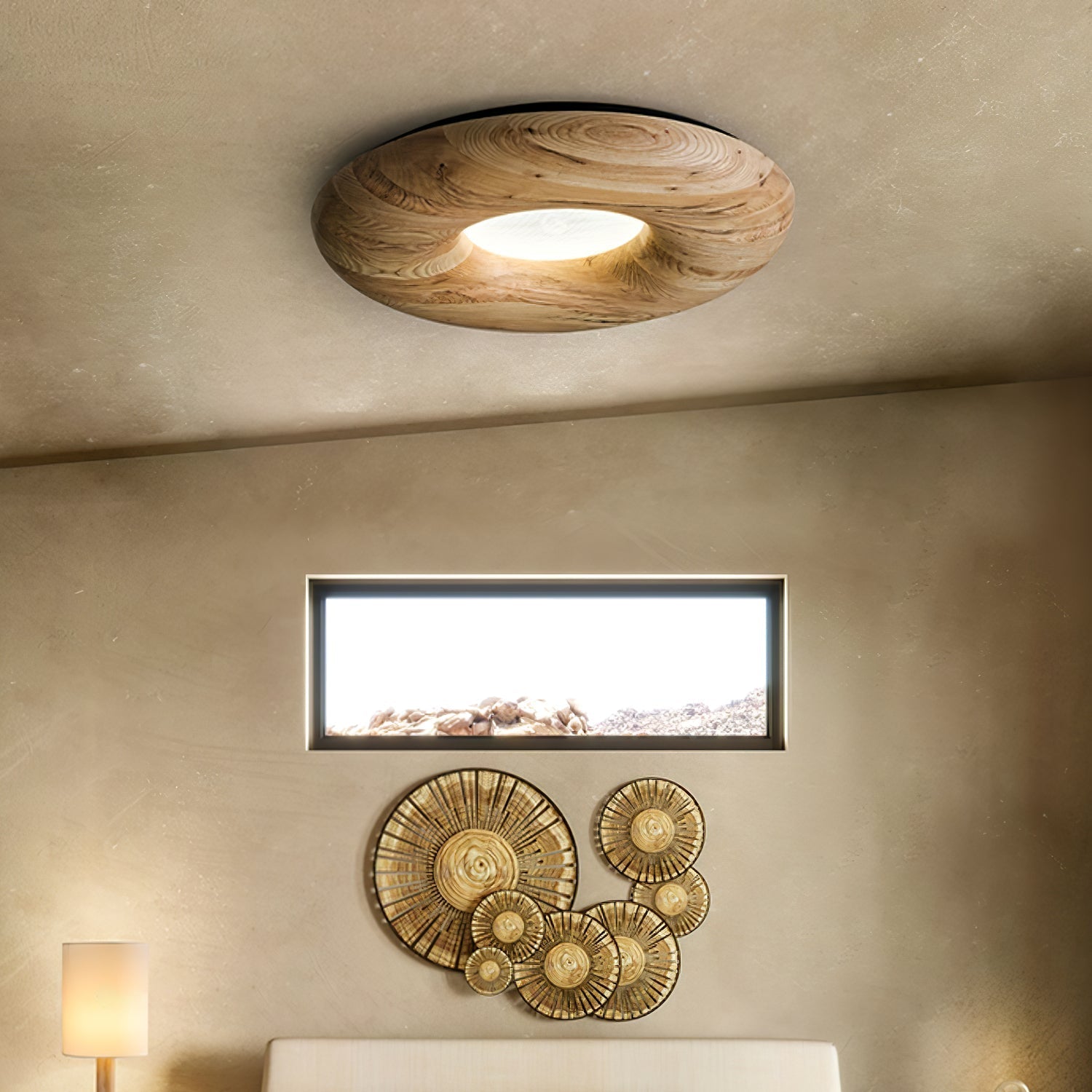 Zosora Organic Oak Flush Mount