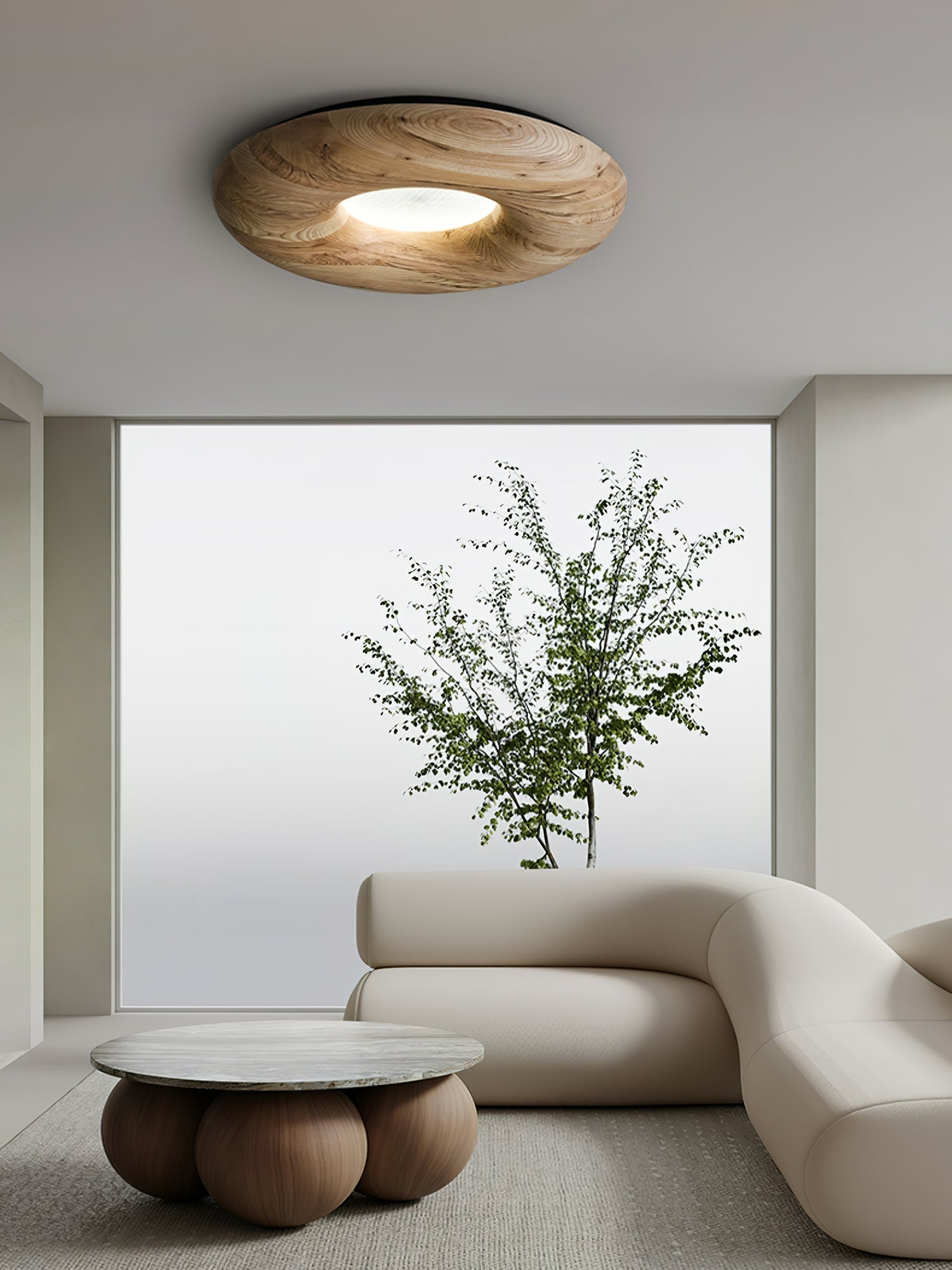 Zosora Organic Oak Flush Mount
